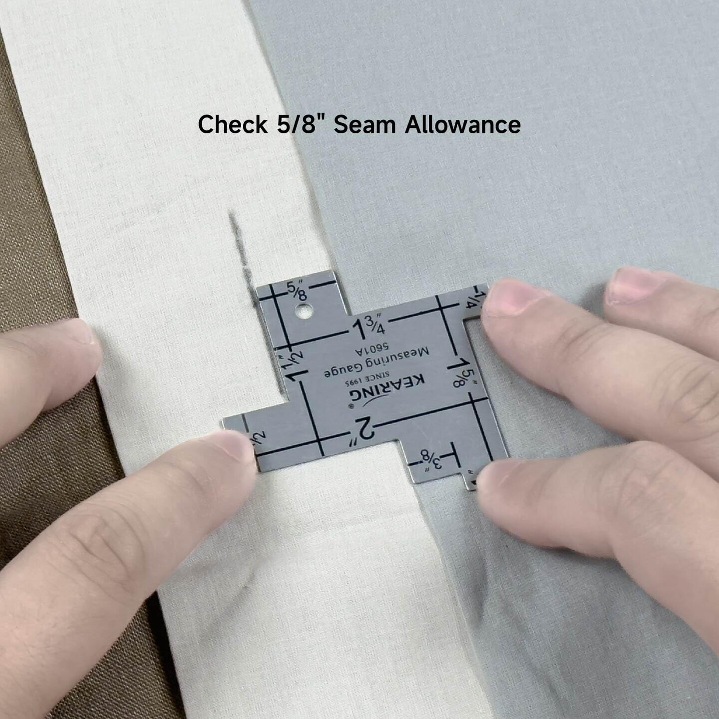 Kearing® Seam Gauge for Sewing or Quilting, 1/8" to 2" Aluminum 14-in-1 Measuring Gauge