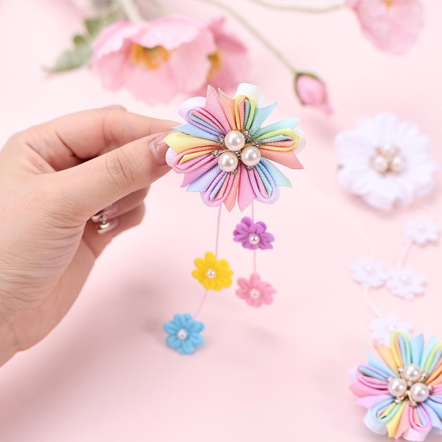 6PCS Flower Hair Bows Clips (Flower Bows-A)
