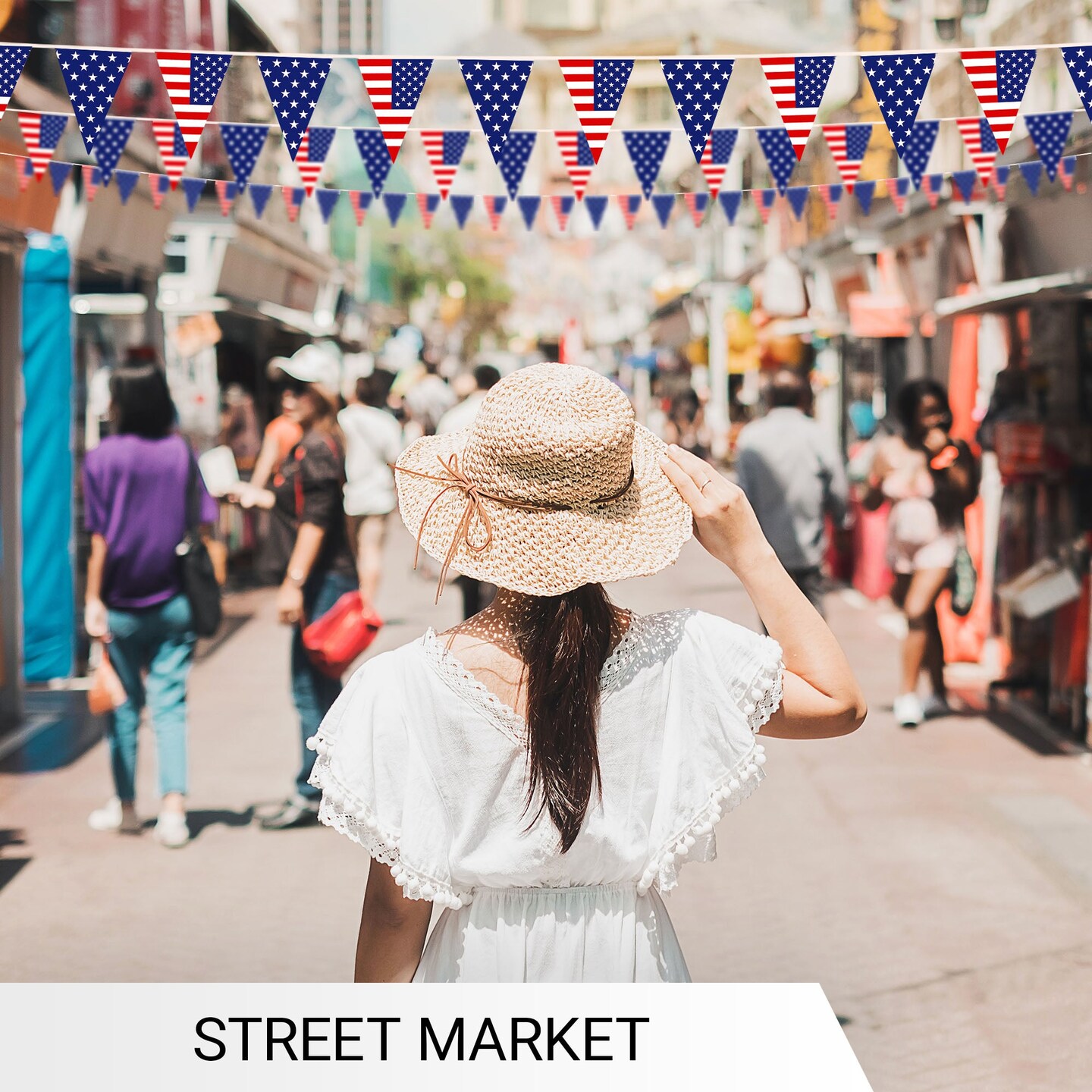 G128 American USA Pennant Banner | Flag 7 x 8 Inch, Full String 9.8 Feet | Printed 150D Polyester, Decorations For Bar, School, Festival Events Celebration (Total 10 PCS)