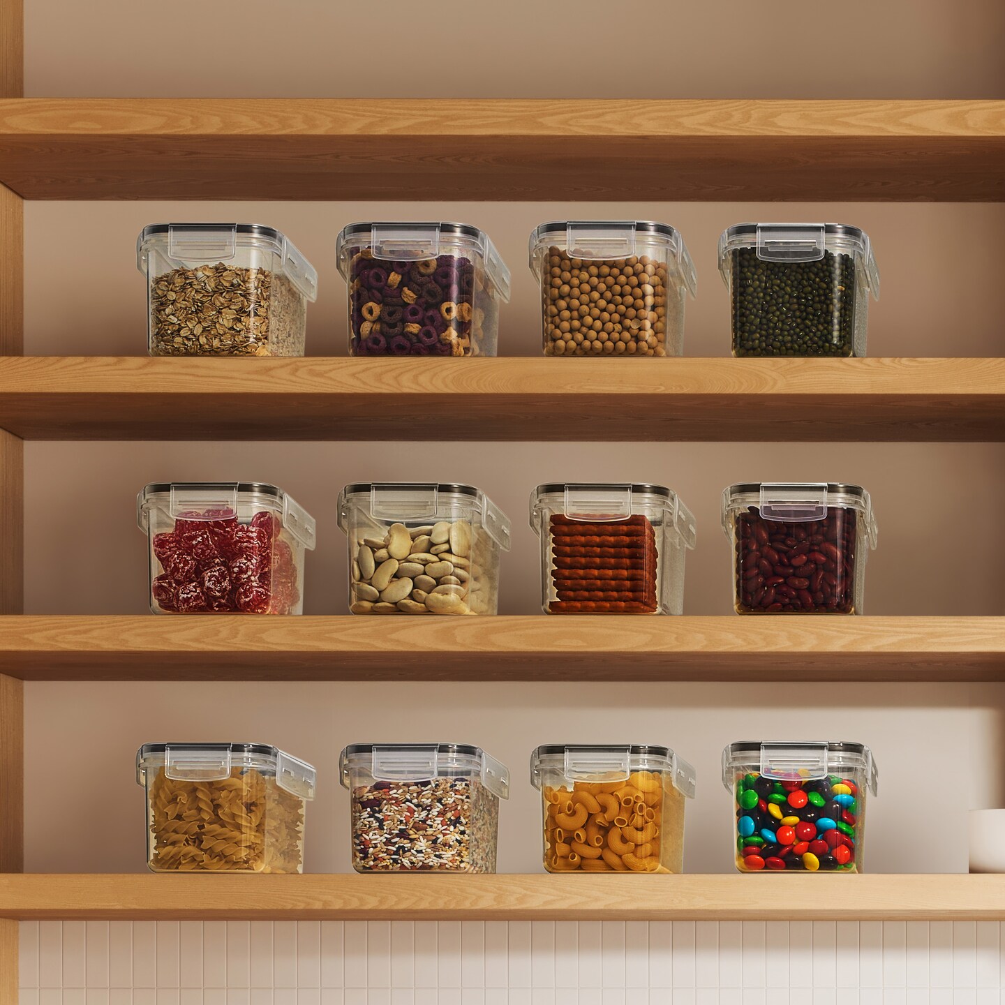 Sorbus Airtight Food Storage Containers with Locking Lids, Measuring Spoons & Labels -12 Pack (0.8L/27.05 Oz)