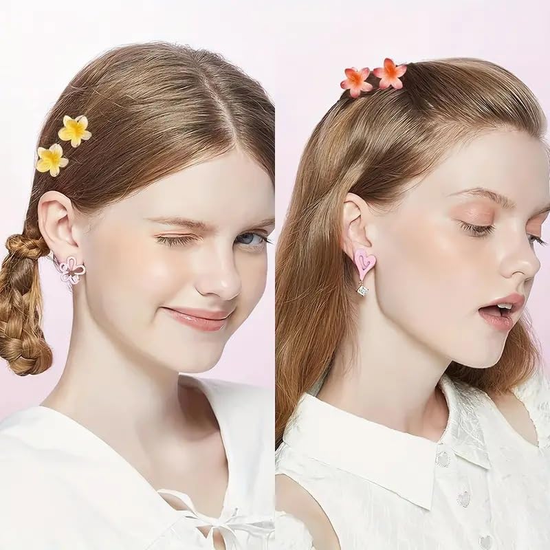 Small Flower Hair Claw Clips, 6PCS 1.57-Inch Cute Mini Claw Clips