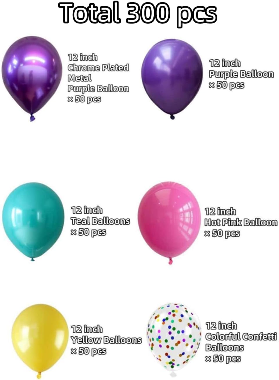 300 Pcs Mermaid Balloons Set