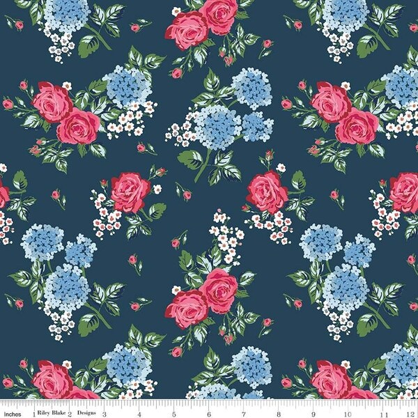 Main in Navy (c16390-navy) | Bluegrass Charm | Melissa Mortenson | Riley Blake