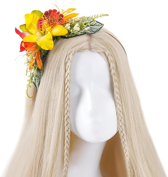 Hawaiian Orchid Flower Headband - Artificial Hawaii Leis Floral Headpiece