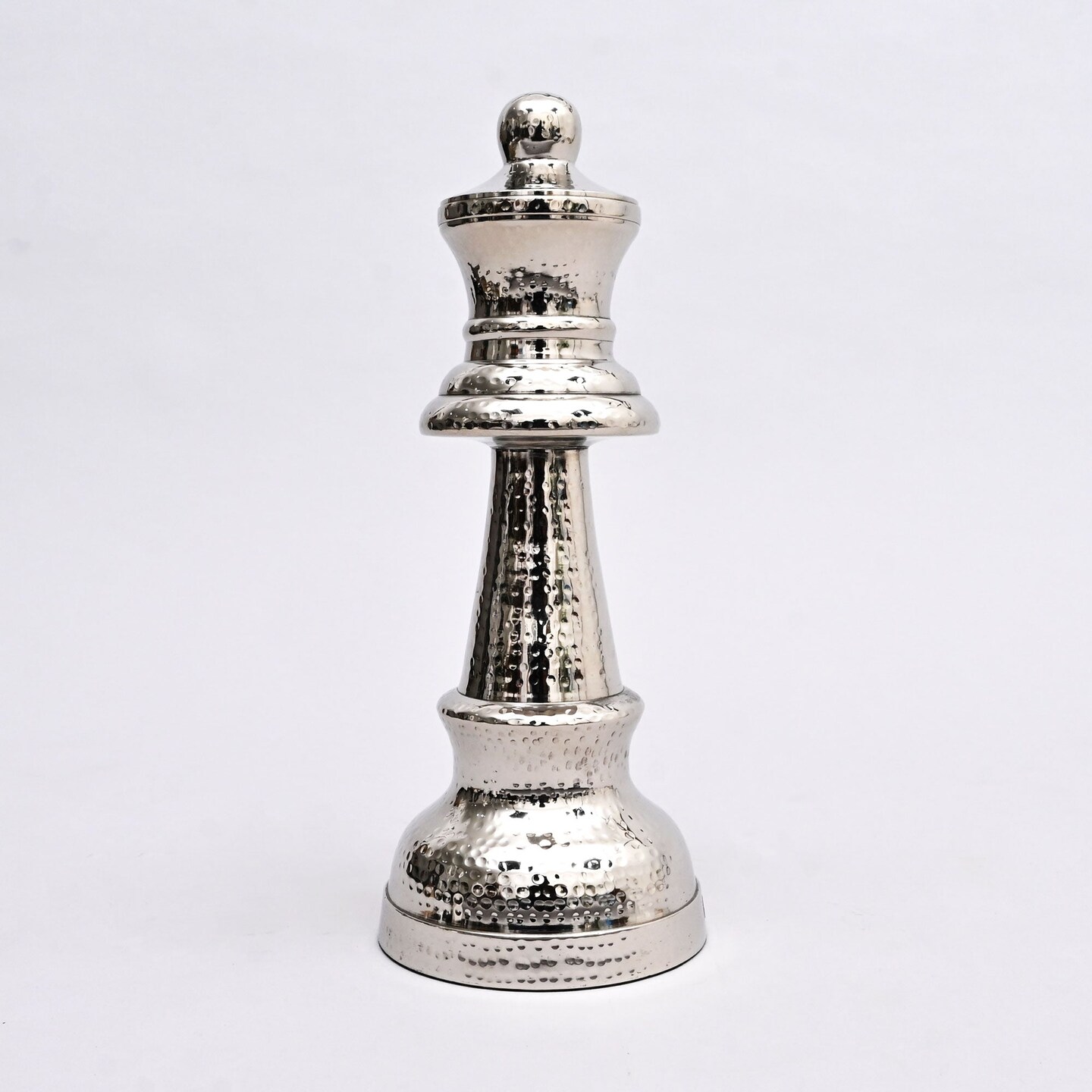 Decorative Hammered Nickel Finish Chess Bishop Sculpture – Elegant Table Accent (5.5x5.5x14")