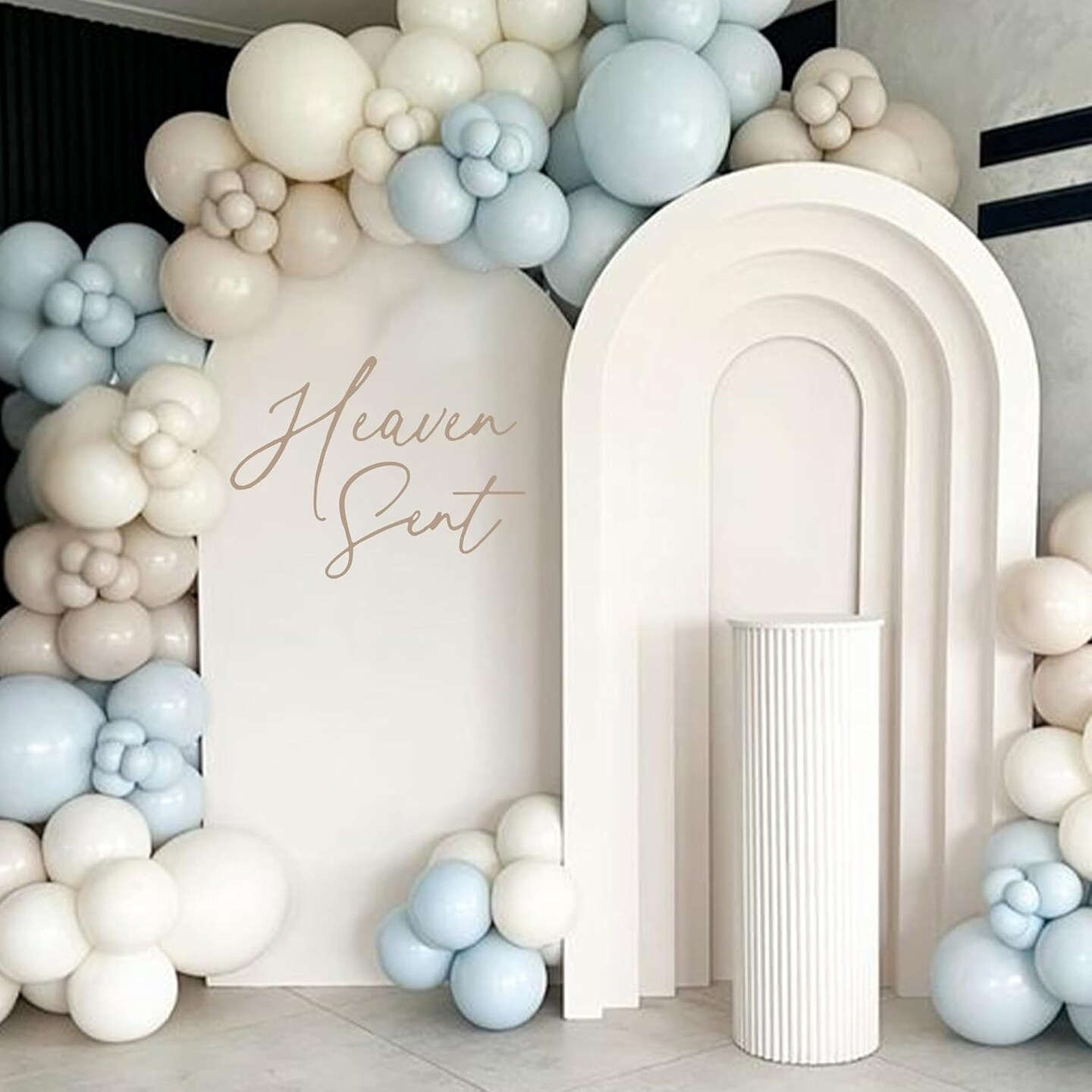 Heaven Sent Decal - Baby Shower Decorations, Gender Reveal Party Balloon Arch Sign, Heaven Theme Birthday Party Supplies (Heaven Sent Decal Brown)