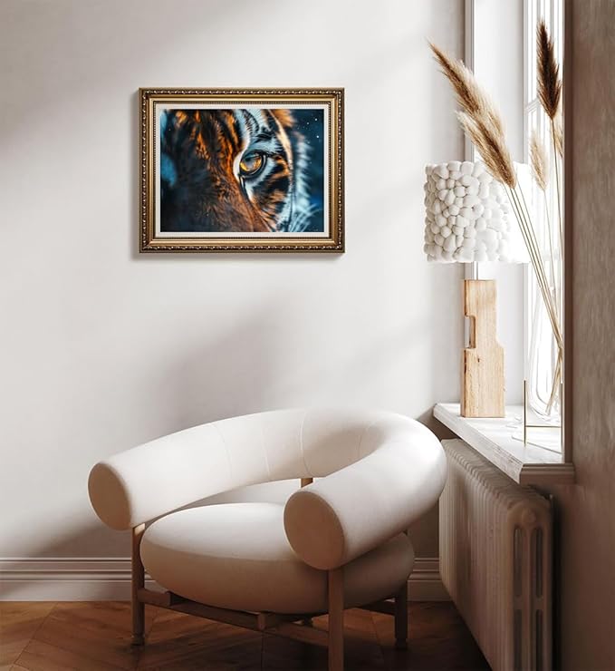 DIY Diamond Painting Tiger Eyes, Starry Gazing Animals, Gem Art Painting with Diamond Home Wall Decoration, Pet Store, Office, Bedroom Decoration Gift 12x16 Inches