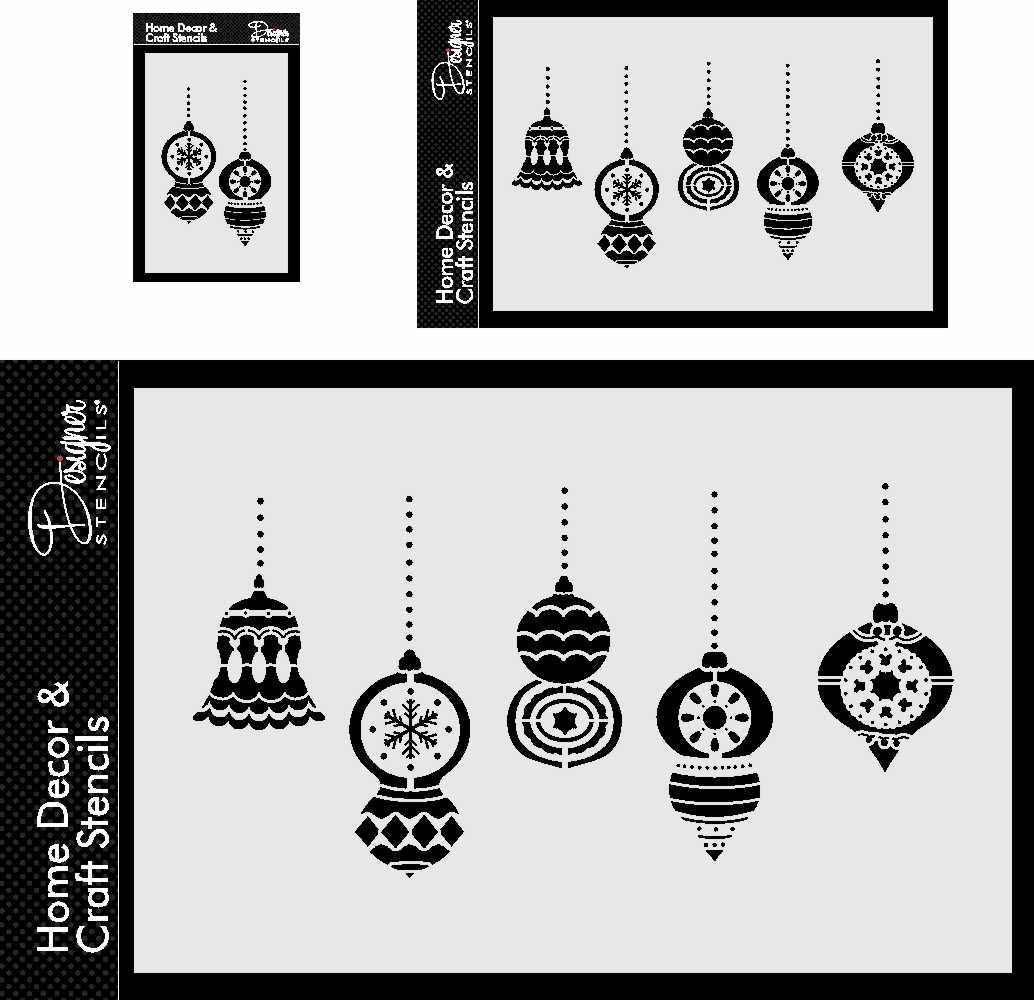 Vintage Ornaments Window Stencil | DIY Holiday Window | Halloween Store Front | Designer Stencils |