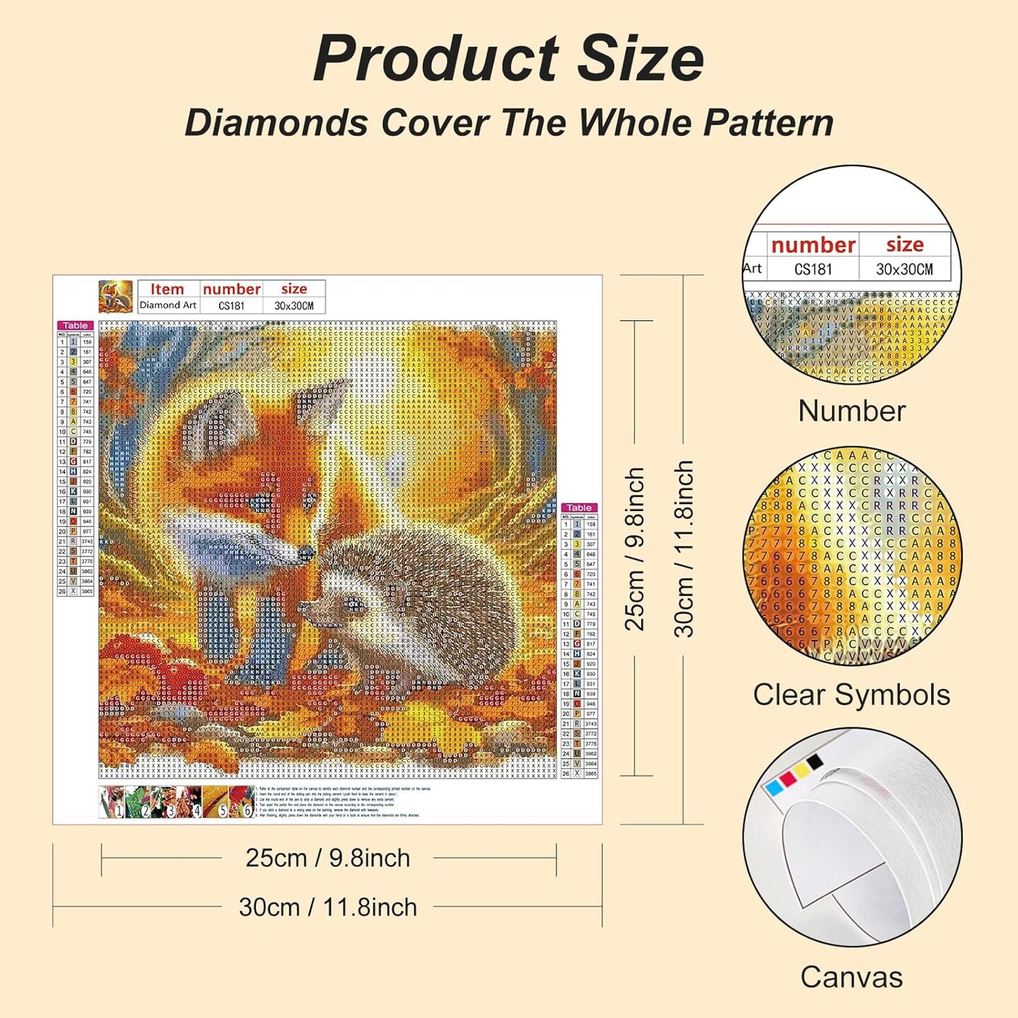 Fox Diamond Painting Kits for Adults, 5D DIY Diamond Art Kits for Beginners, Full Drill Diamond Painting Kits for Home Wall Decor, 12x12 Inch
