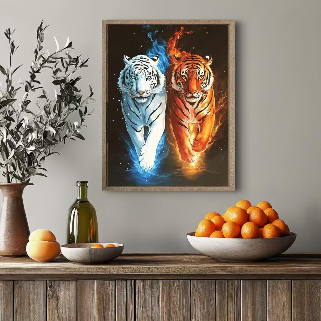 5D Diamond Painting Kit for Adults – Full Drill Diamond Art Kit, Diamond Dots for Beginners, Craft Kit for Home Wall Decor and Gifts – 11.8x15.7 Inch (Tiger Design)
