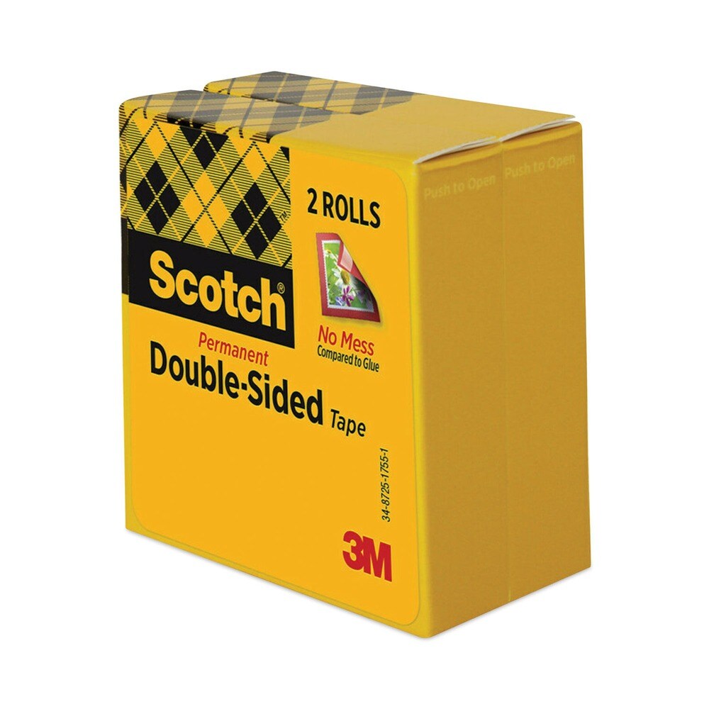 Scotch 3 in. Core 0.5 in. x 36 yds Double-Sided Tape - Clear (2/Pack)