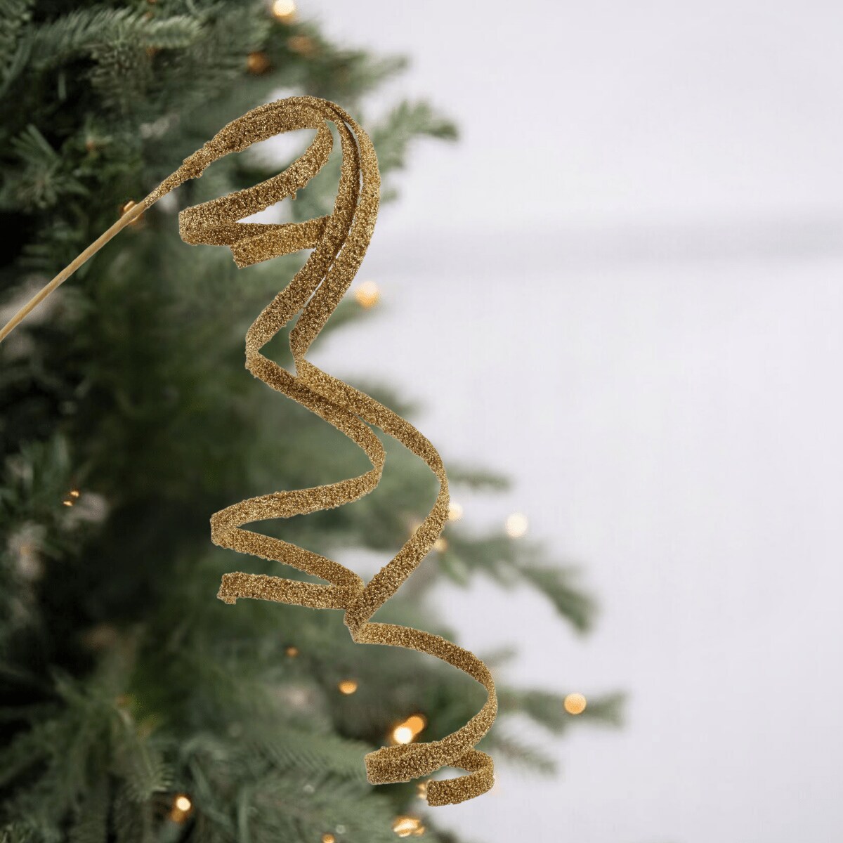46&#x22; Glitter Bead Curly Spray: Gold