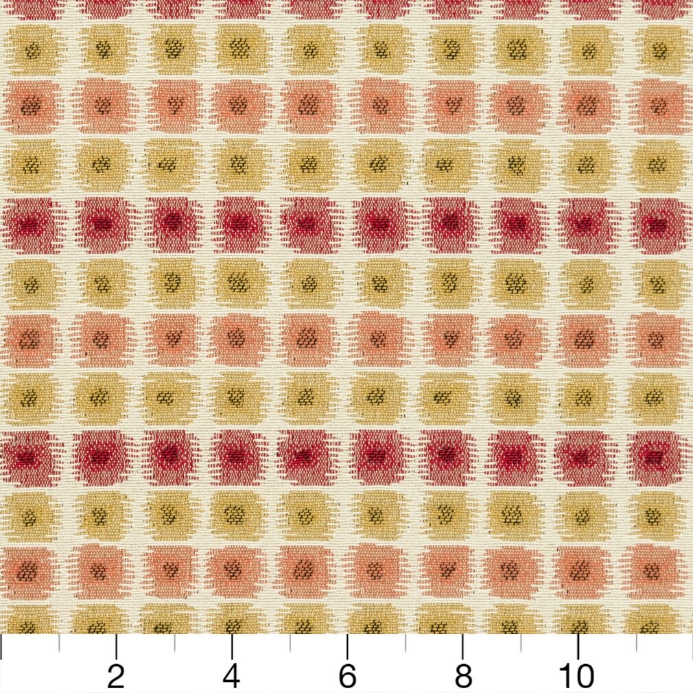 Upholstery Fabric - Green,Red & Burgundy Abstract & Geometric Upholstery Fabric 54 Inches"