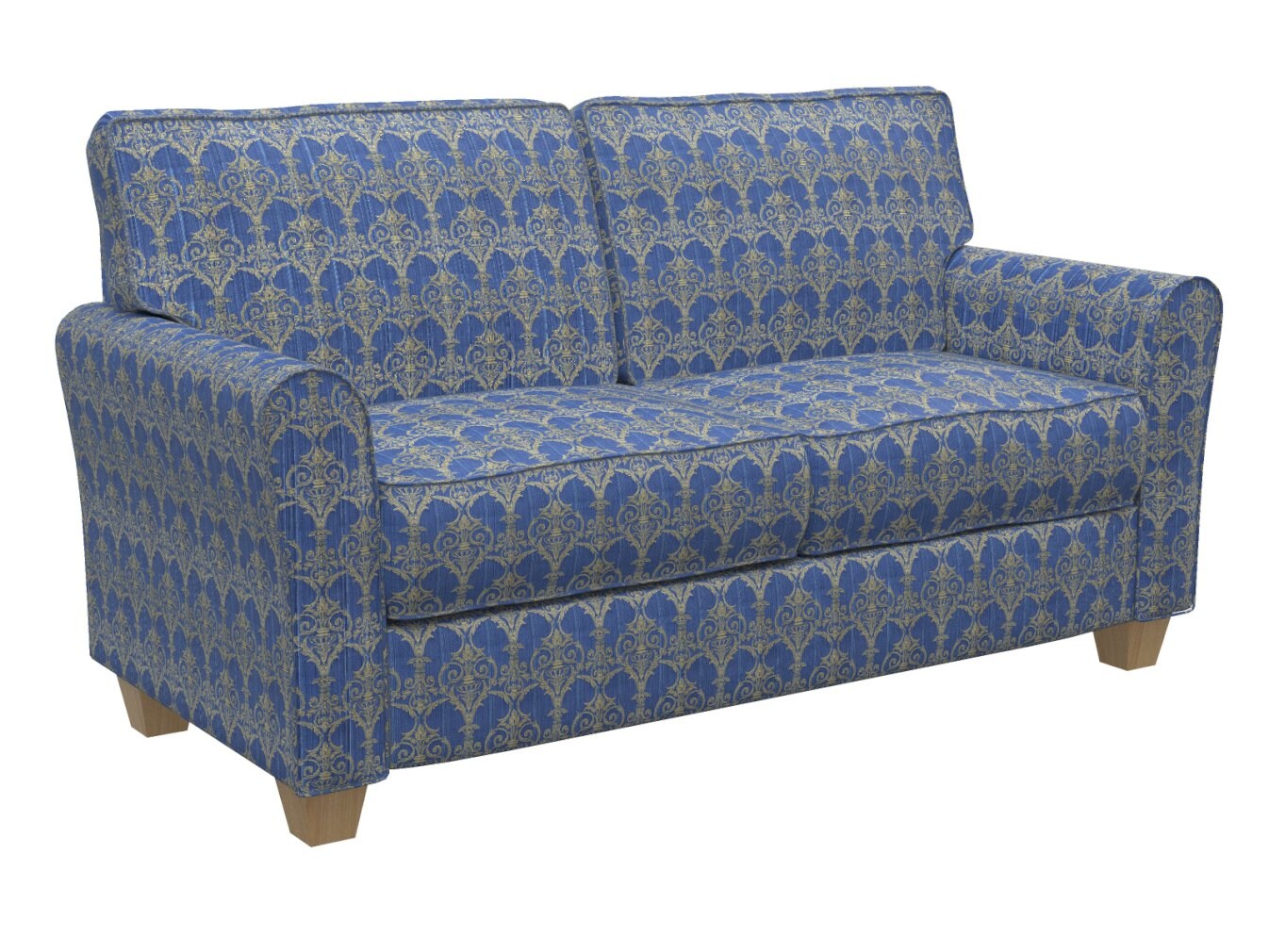 Regal Victorian - Blue Damask Upholstery Fabric 54 Inches&#x22;