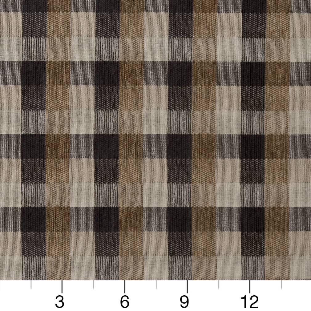 Cinder - Brown,Grey & Silver Check & Houndstooth,Plaid Upholstery Fabric 54 Inches"