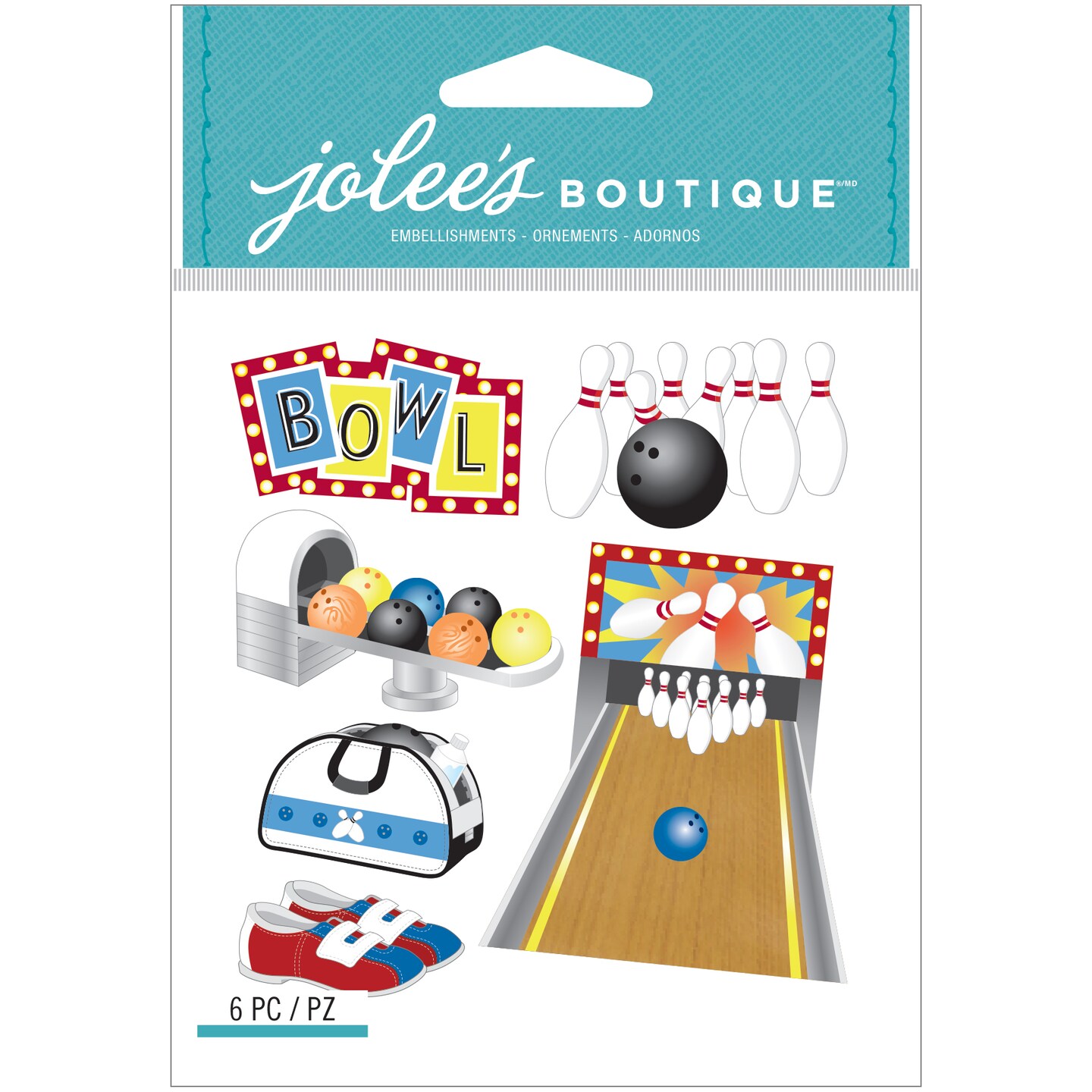 Jolee&#x27;s Boutique Dimensional Stickers - Bowling Alley, 6pcs