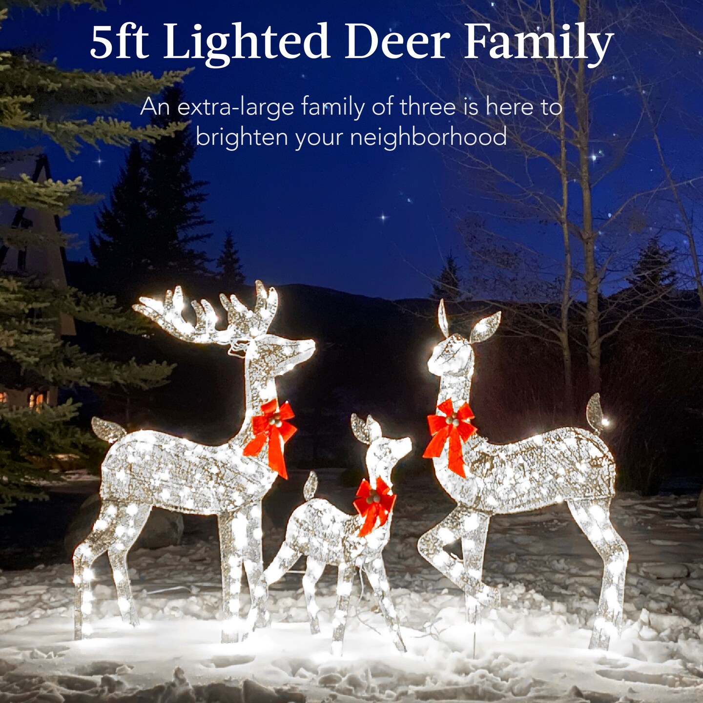 Best Choice Products 3-Piece Lighted Christmas Deer Set Outdoor Yard Decoration with 360 LED Lights, Stakes