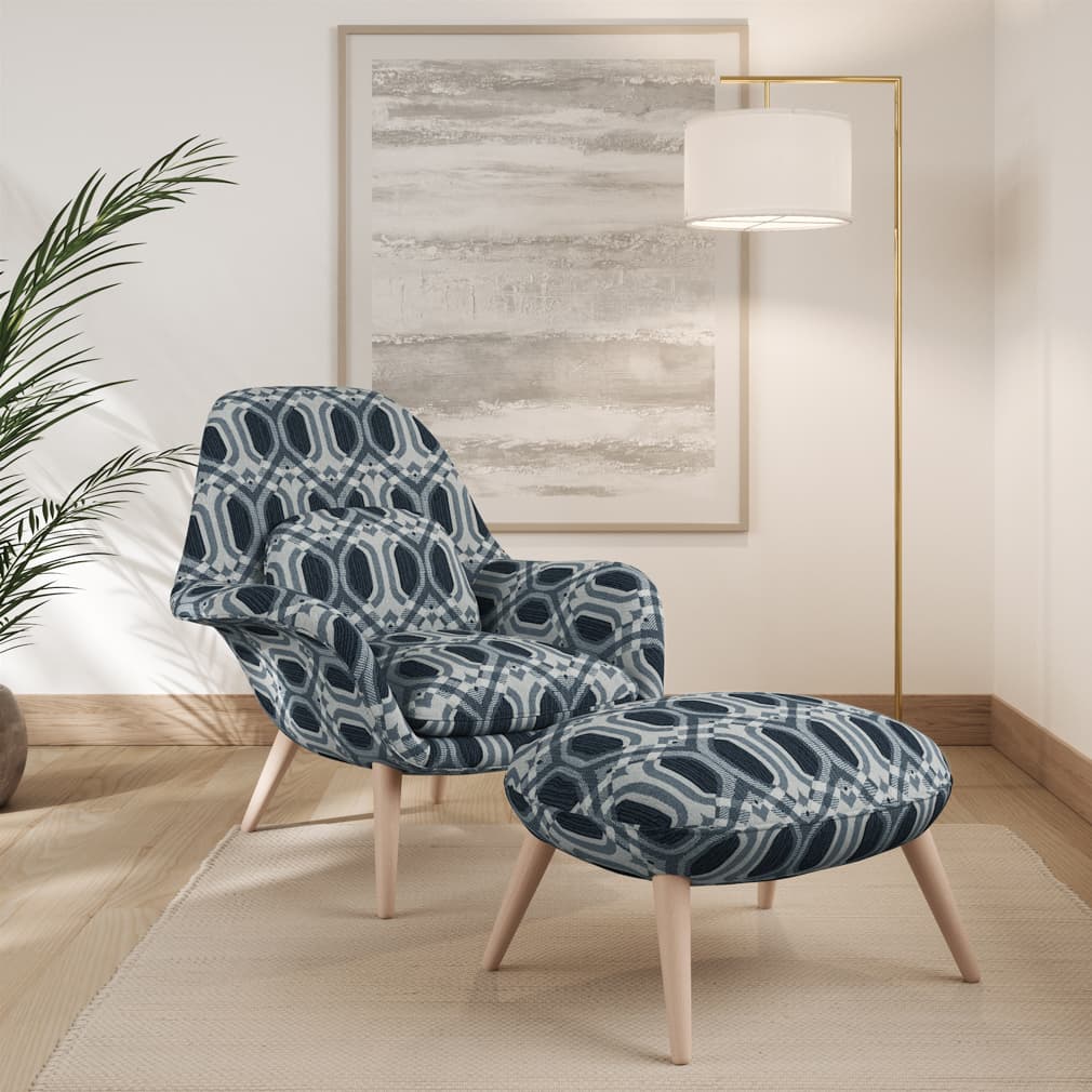 Upholstery Fabric - Blue Abstract & Geometric Upholstery Fabric 54 Inches"