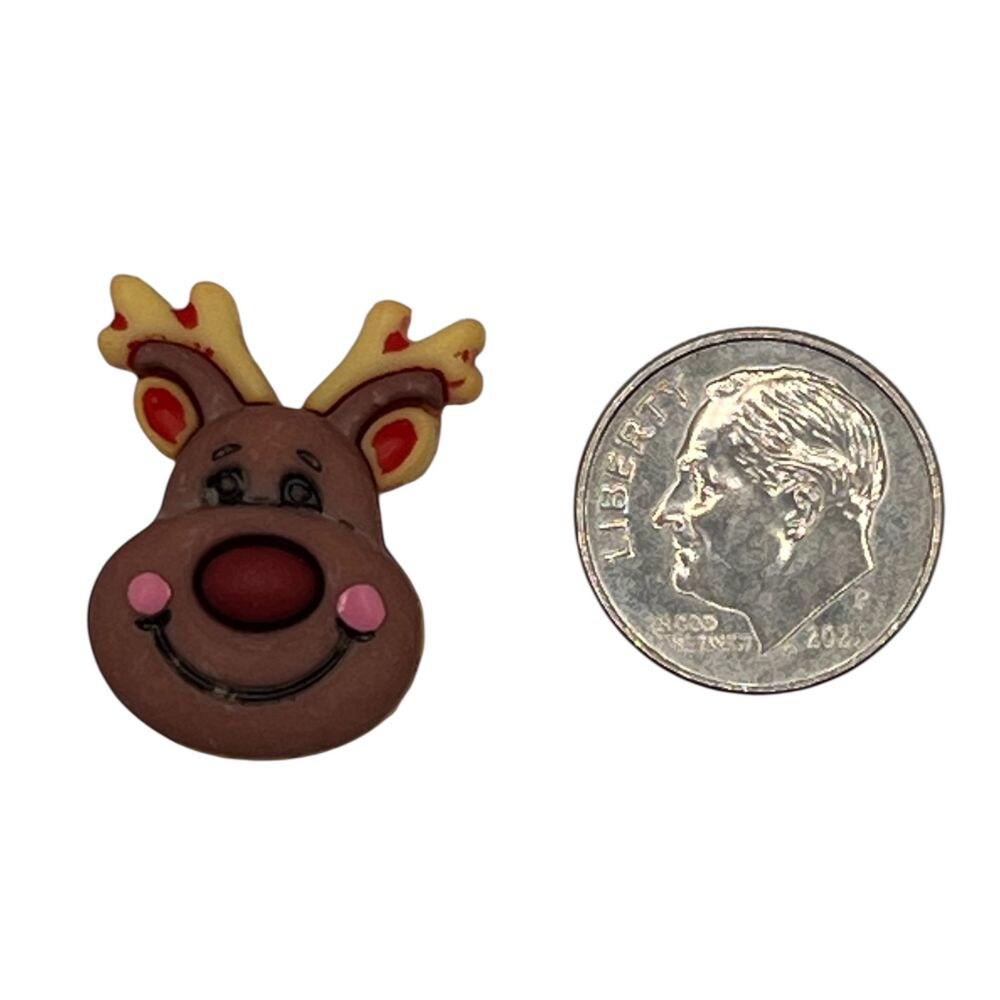 Buttons Galore and More Reindeer Craft Button – Christmas Rudolph Embellishment - 25 Buttons