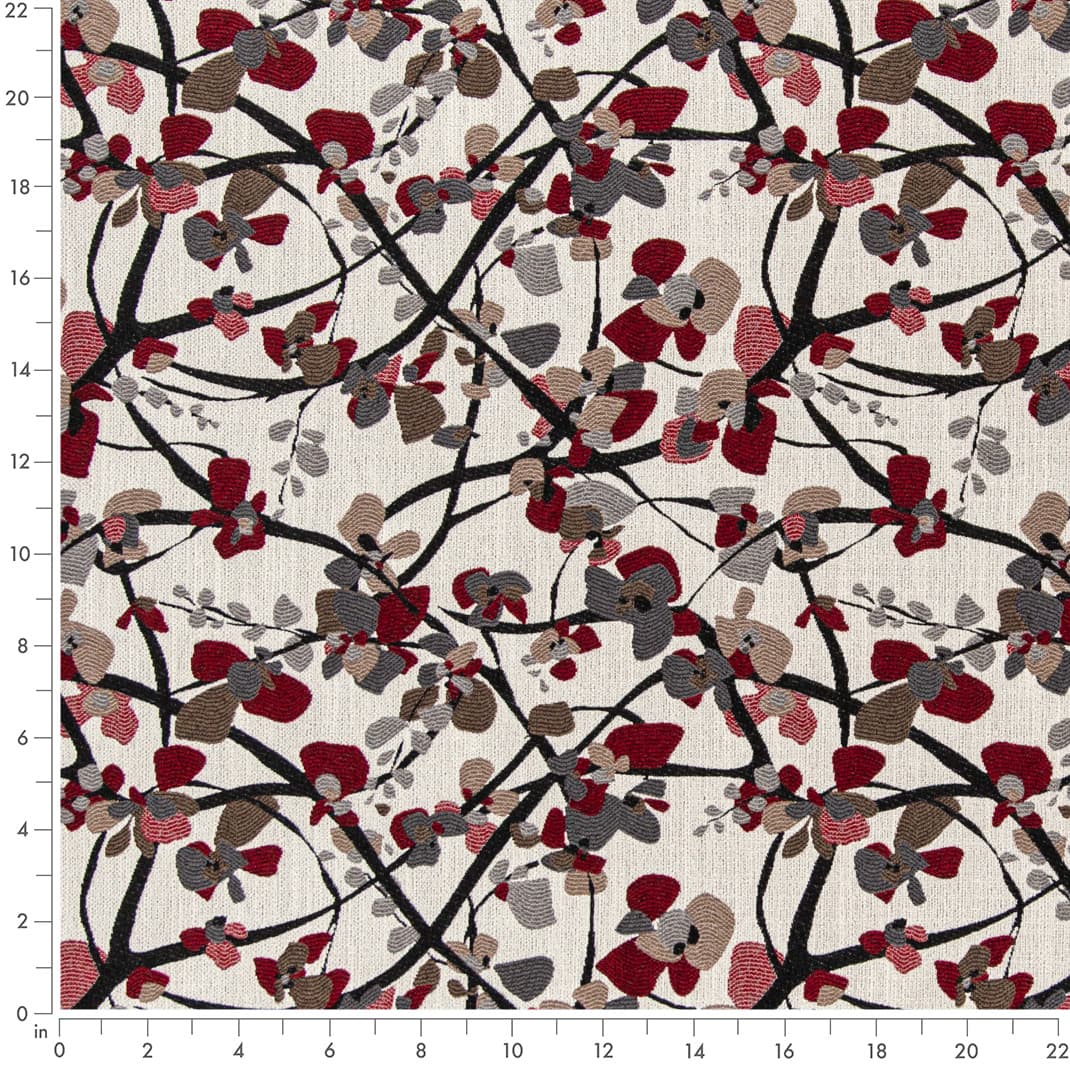 Crimson - Red & Burgundy Abstract & Geometric,Leaves Upholstery Fabric 54 Inches"