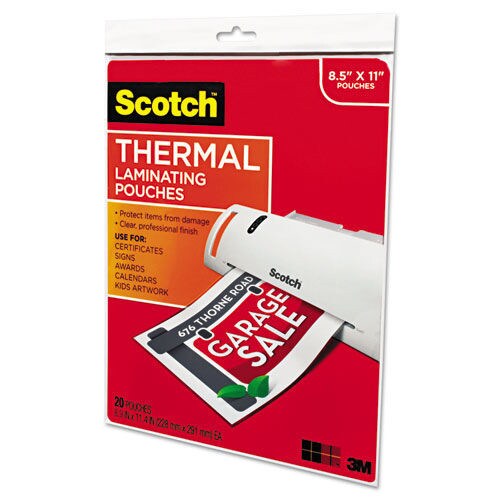 Scotch 9 in. x 11.5 in. 3 mil Laminating Pouches - Gloss Clear (20/Pack)