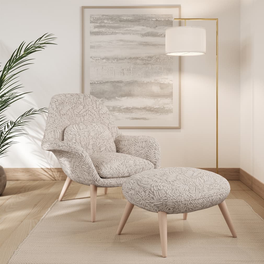 Upholstery Fabric - Grey & Silver Abstract & Geometric,Leaves Upholstery Fabric 54 Inches"