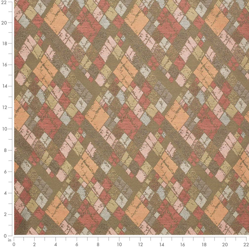 Autumn - Orange Rust,red Burgundy Abstract Geometric,diamonds Upholstery Fabric 54 Inches"