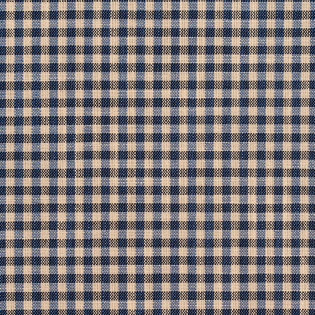 Indigo Gingham - Blue Check & Houndstooth,Small Scale Upholstery Fabric 54 Inches"
