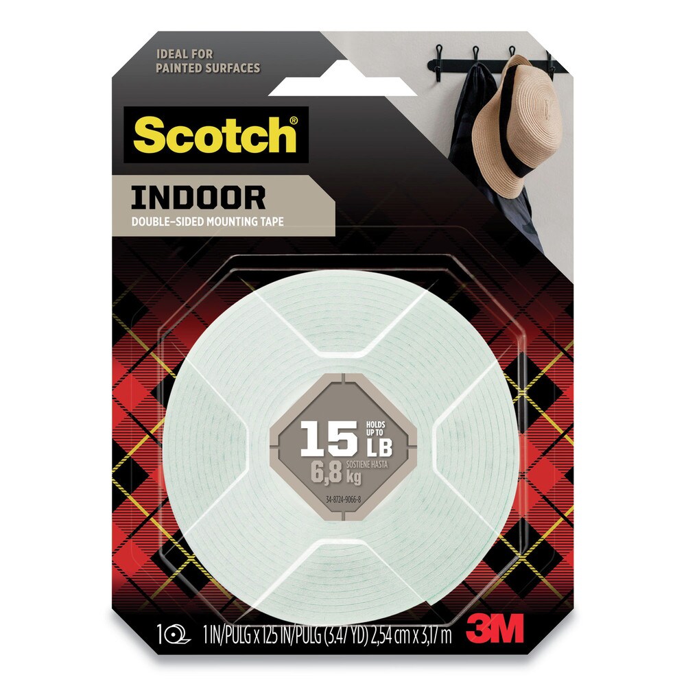 Scotch 1 in. x 125 in. 15 lbs. Capacity Permanent High-Density Foam Mounting Tape - White (1-Roll)