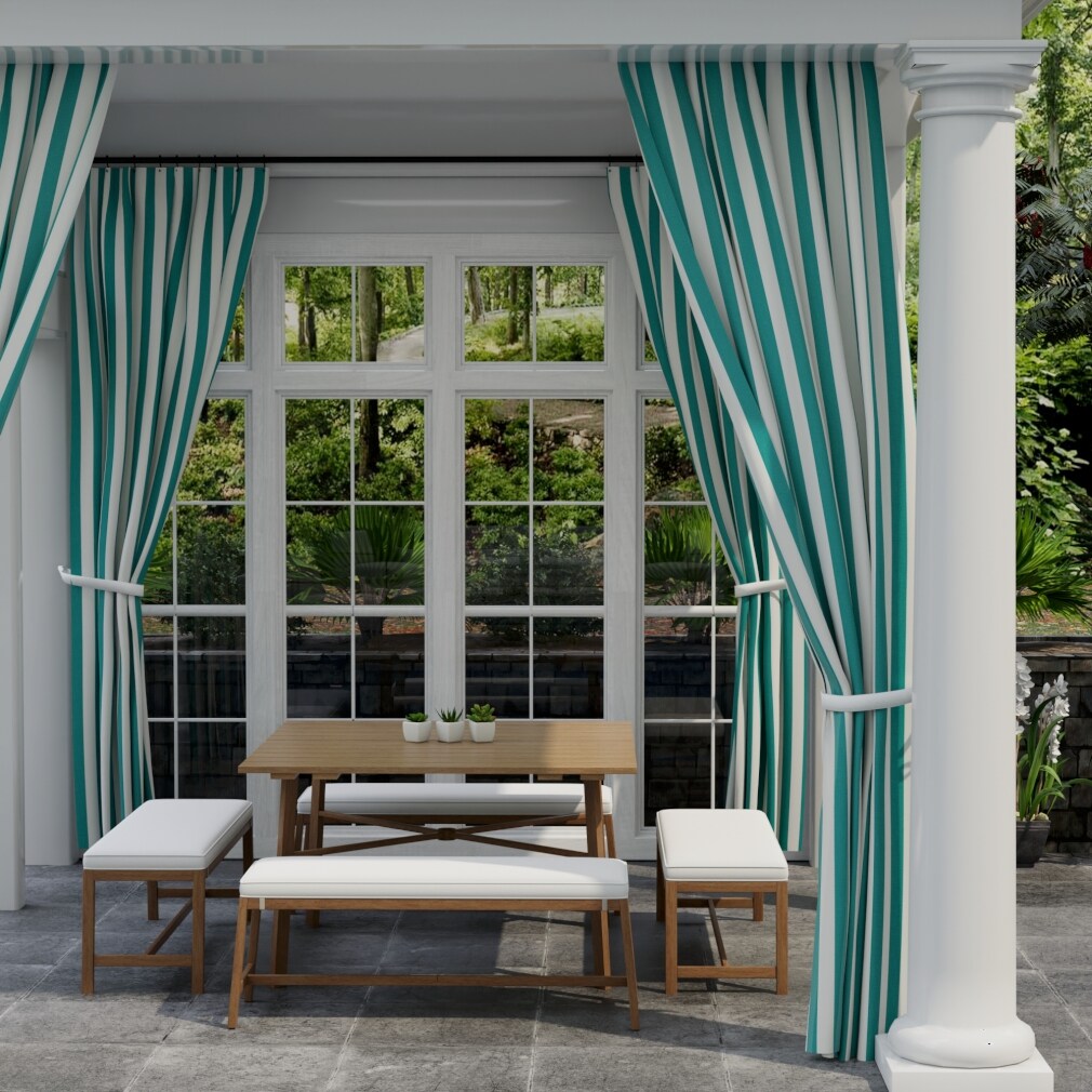 Cabana Peacock - Aqua & Teal Stripe Upholstery Fabric 54 Inches"