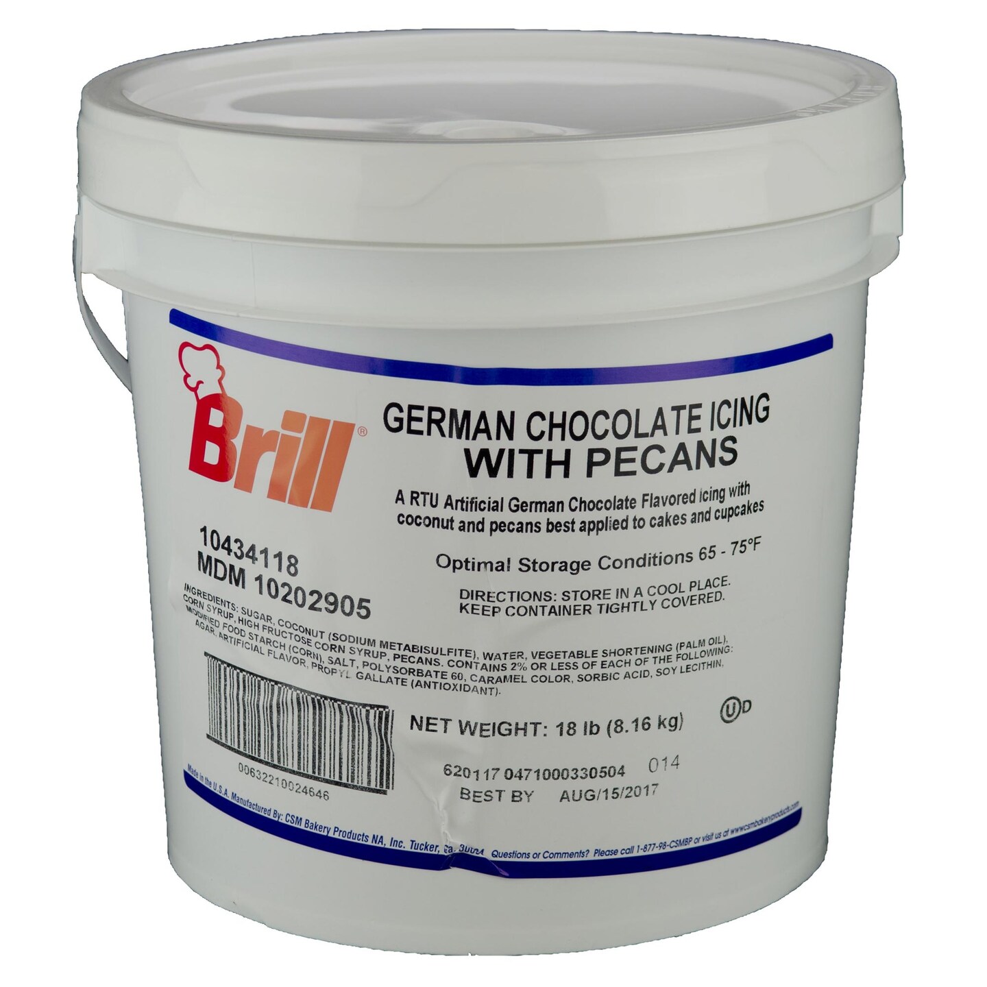 Brill Transmart German Chocolate Icing Buttercream Frosting with Pecans 18 Pound