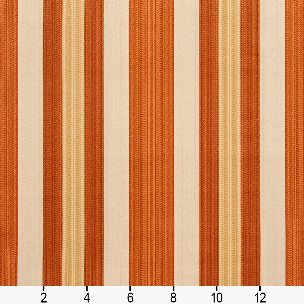 Amber Noble Stripe - Orange & Rust Stripe Upholstery Fabric 54 Inches"