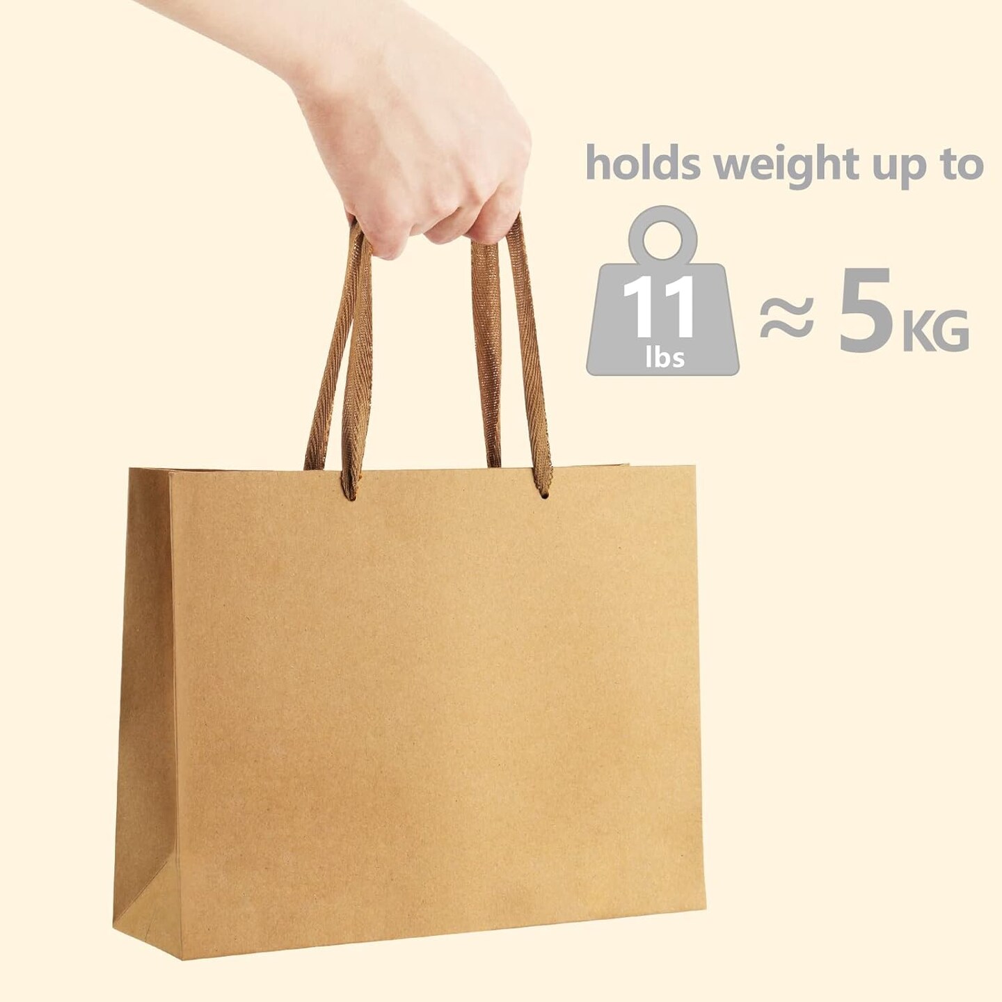 25Pcs Gift Bags Heavy Duty Kraft Brown Paper Bags with Handles, Sturdy Large Paper Gift Sacks for Shopping, Retail, Merchandise, Wedding Party Favor
