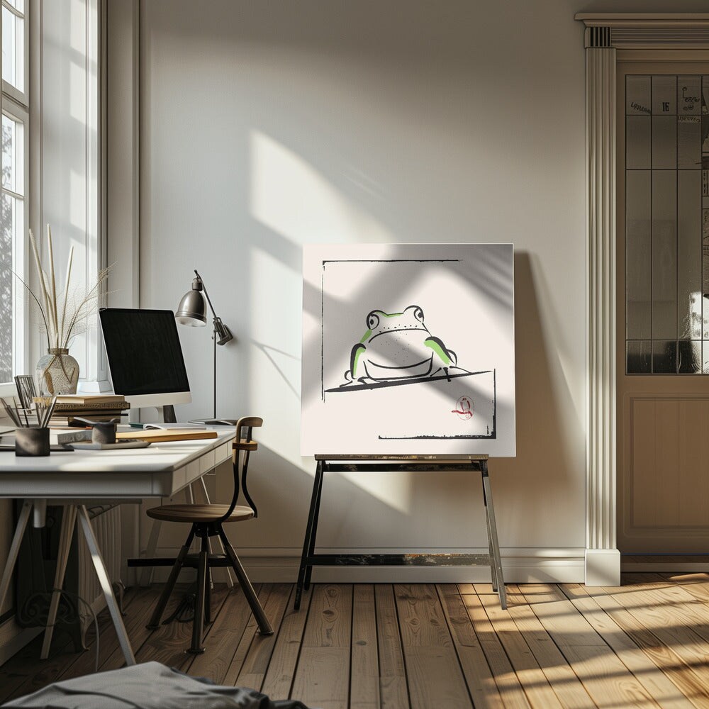 Frog Square Canvas Art | Modern Home Wall Decor 24x24 Canvas - Corporate Office Art