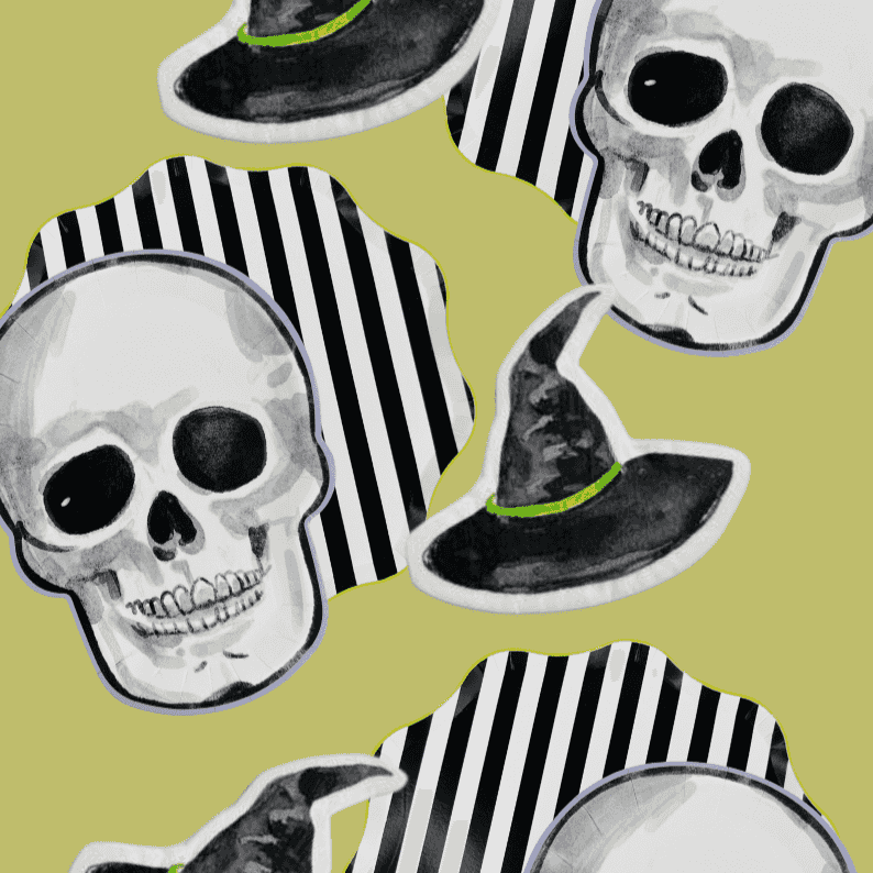 Watercolor Skeleton Halloween Dessert Plate (12pcs)