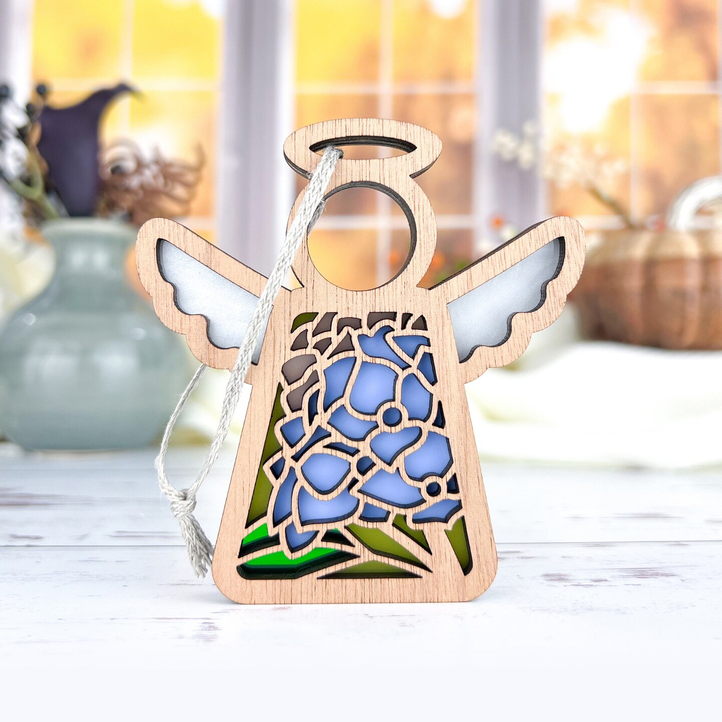 3.5&#x22; (H) Hydrangea Ornament - Handcrafted in Texas - Mother&#x27;s Angels&#xAE; Figurine - Mother&#x27;s Day Gifts
