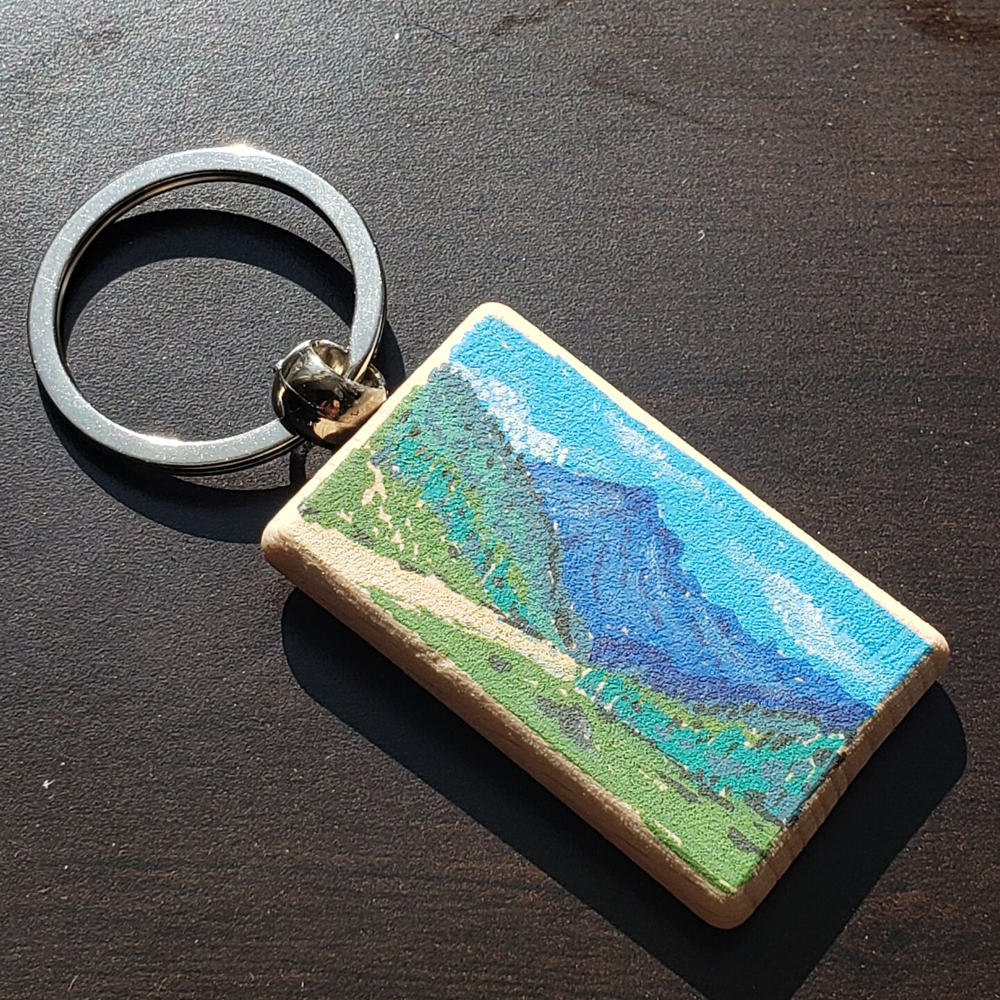 Keychain handpainted - Rectangular - Acrylic Landscape Path to