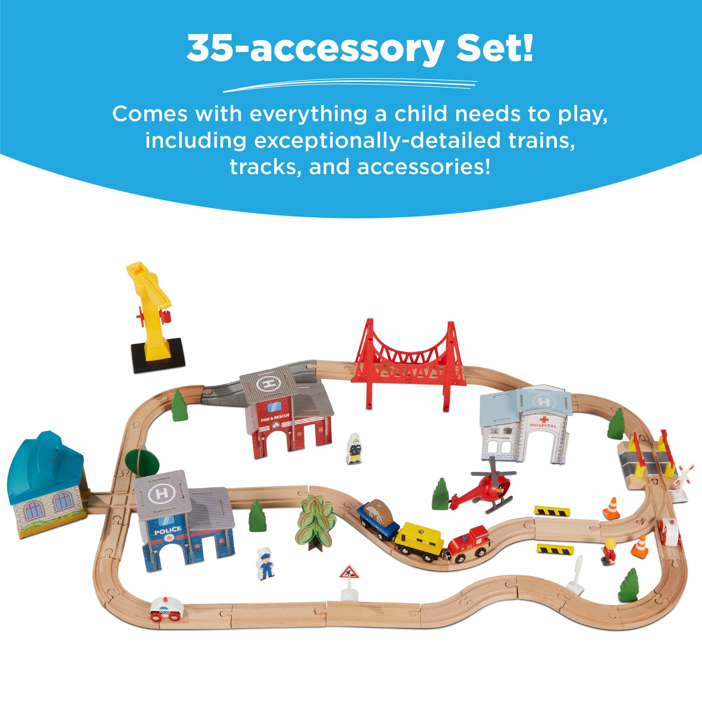 Best Choice Products Kids 35-Piece Train Table, Large Multipurpose Wooden Playset w/ Reversible Table Top
