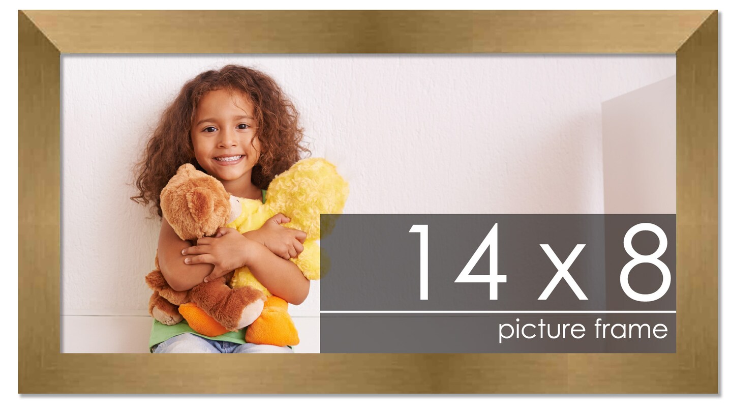 14x8 Gold Bronze Wood Picture Frame - UV Acrylic, Foam Board Backing ...