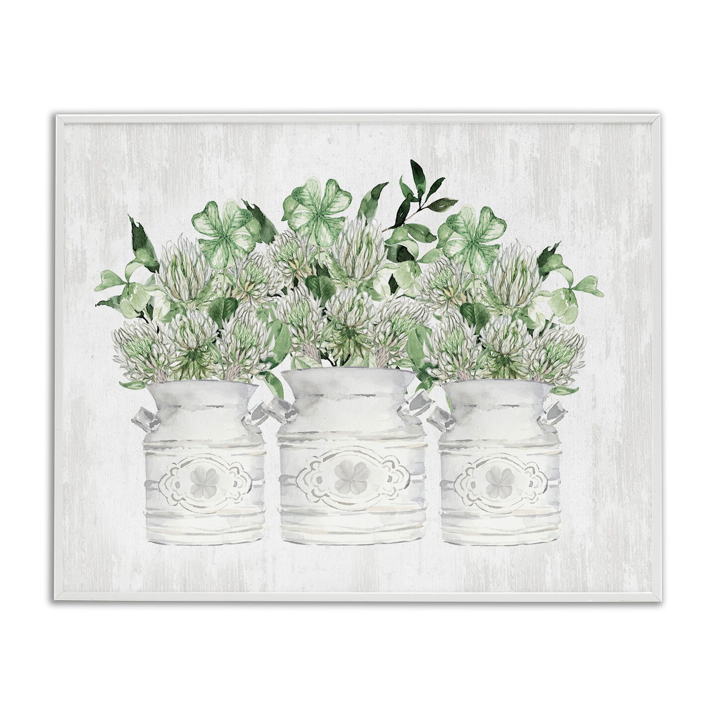 Stupell Industries Rustic Shamrock Bouquets Black Framed Giclee Art