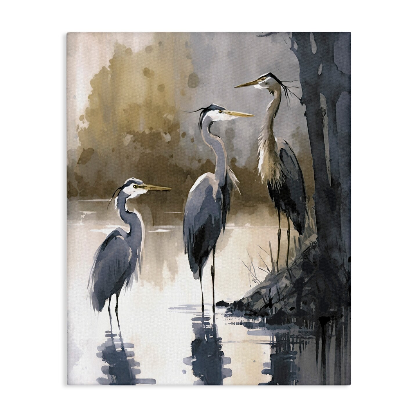 Stupell Industries Lake View Herons Canvas Wall Art