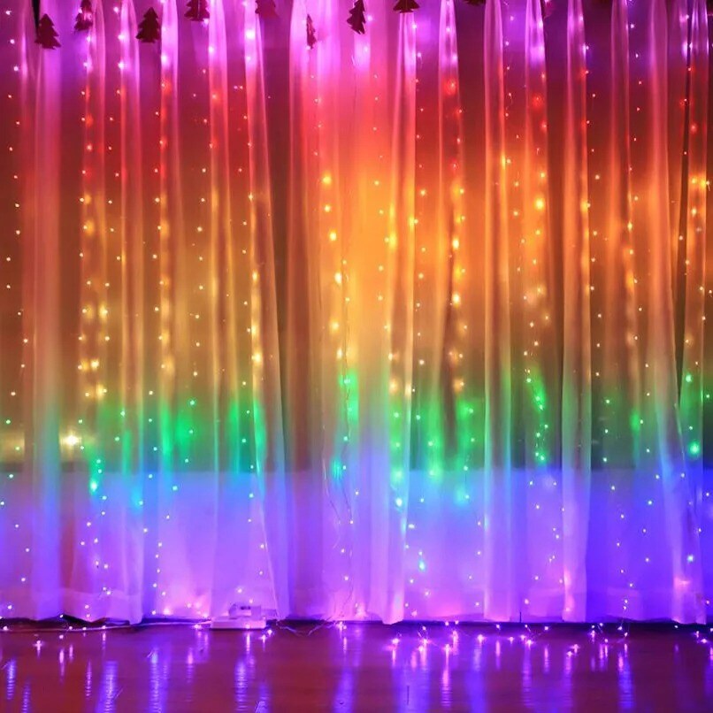 3M 280 LED Rainbow Curtain Fairy Lights Wedding Indoor Outdoor Christmas Party