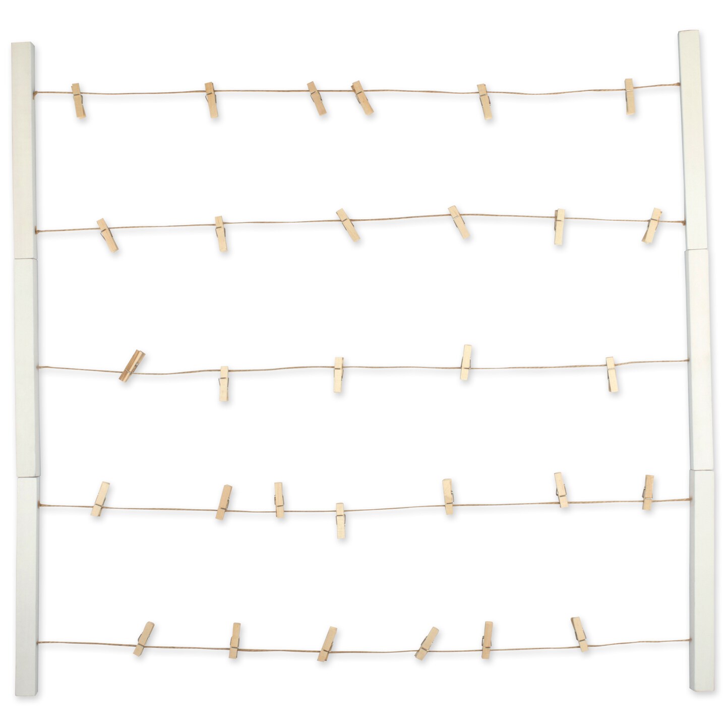 Contemporary Home Living Floating Photo Clothesline Frame with Clips - 29.75&#x22; - White