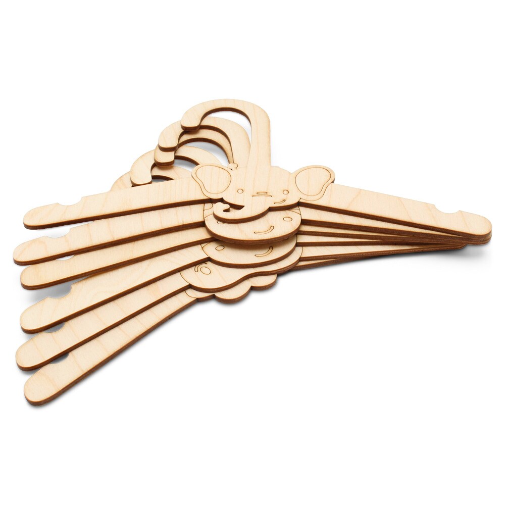 DIY Wooden Baby Hangers for Closet, Set of 6, Safari Nursery |Woodpeckers