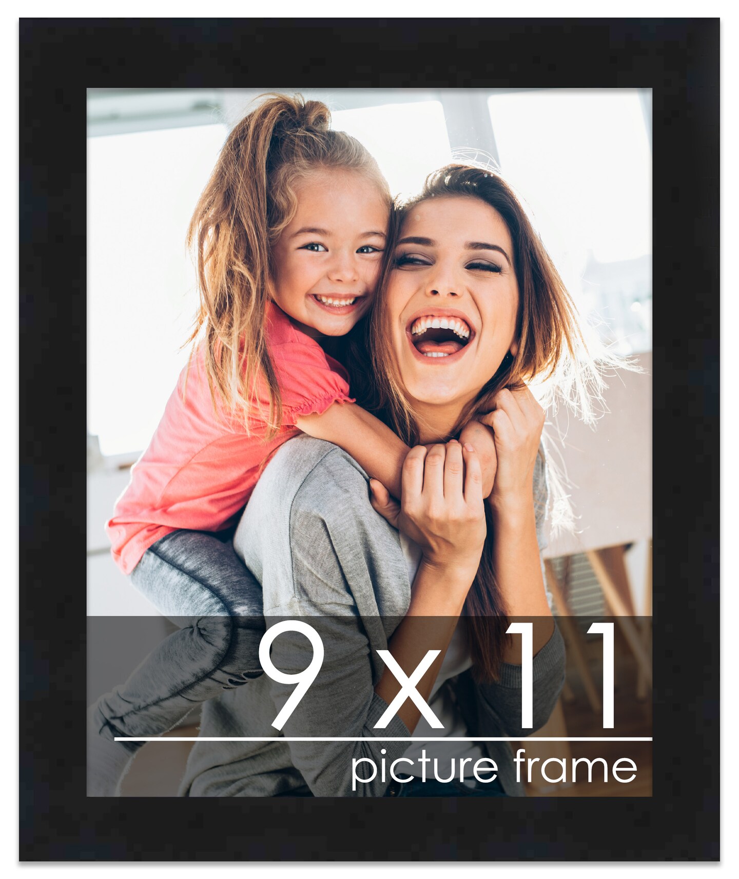 9x11 Black Wood Picture Frame - UV Acrylic, Foam Board Backing, Hanging Hardware