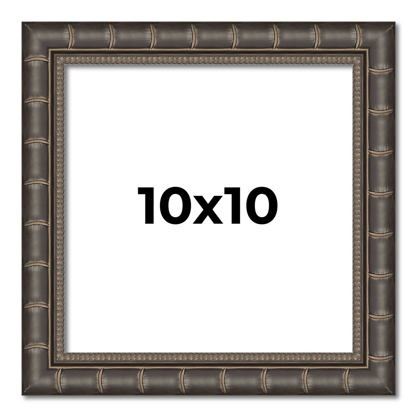 10x10 Black Modern Bamboo Picture Frame - UV Acrylic, Foam Board Backing, Hanging Hardware