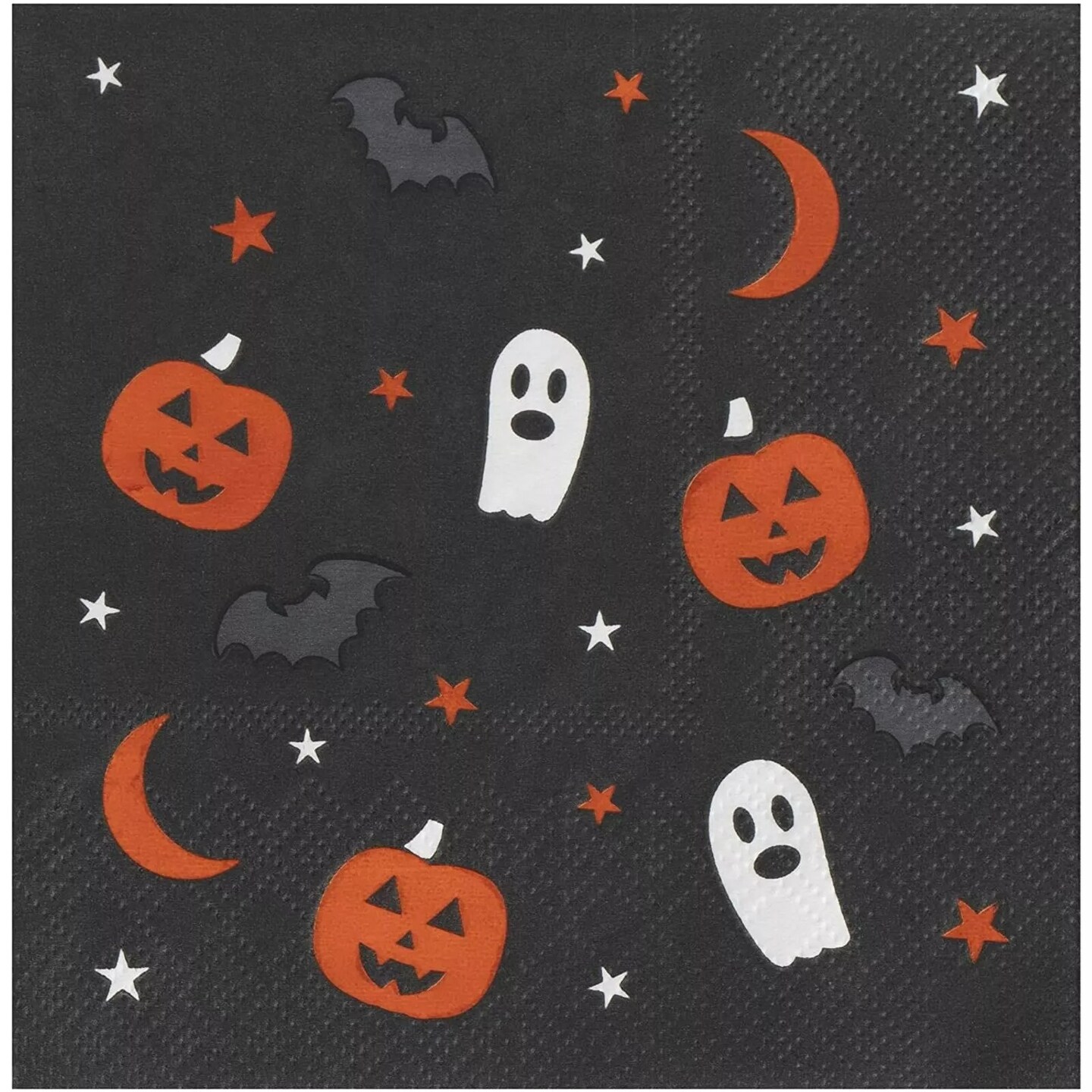 50 Pack Halloween Paper Napkins, Pumpkin Ghost Bat Cocktail Party Supplies 5x5&#x201D;
