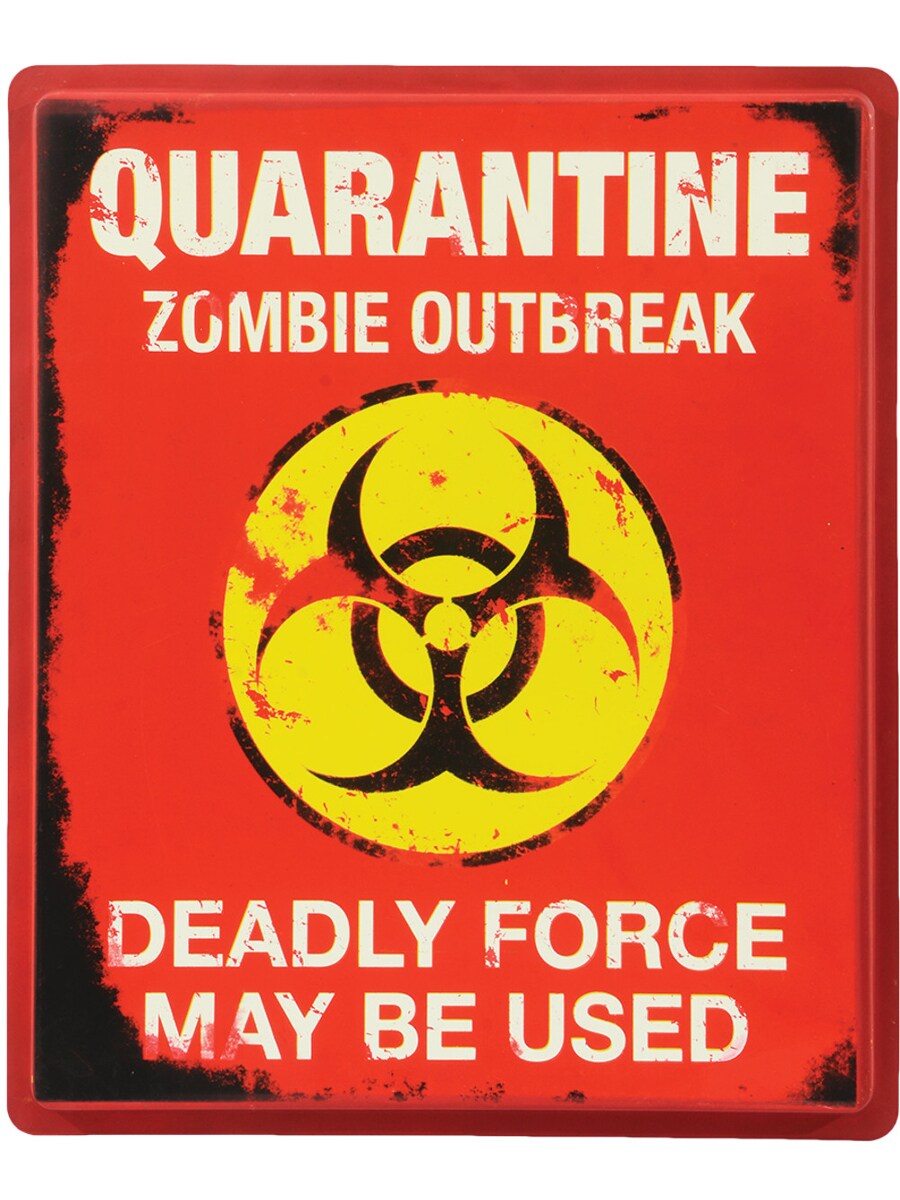 Quarantine Zombie Outbreak Walking Dead 19x16 Halloween Decoration Sign