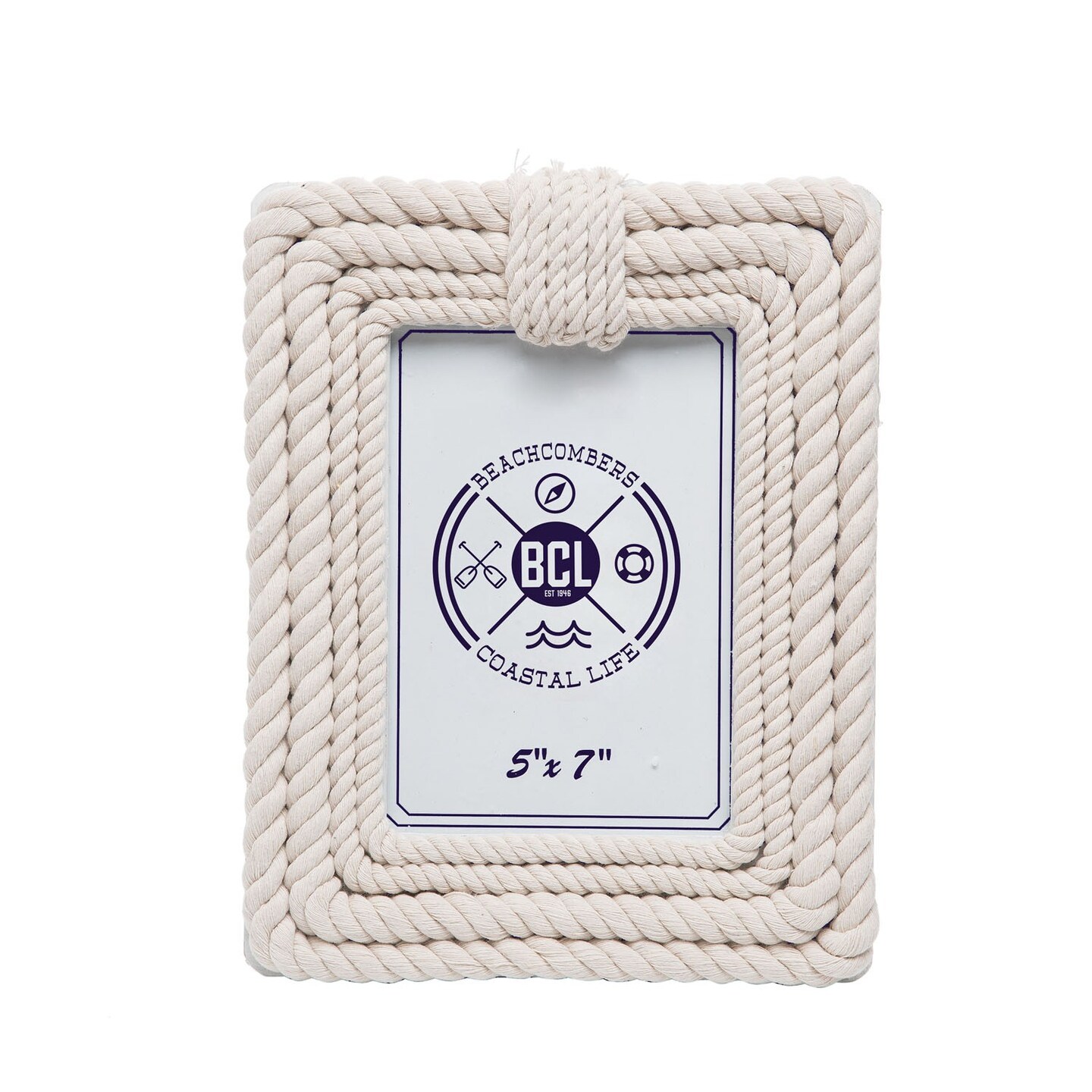 5x7 Cream Nautical Knots Rope Picture Design Wood Photo Frame