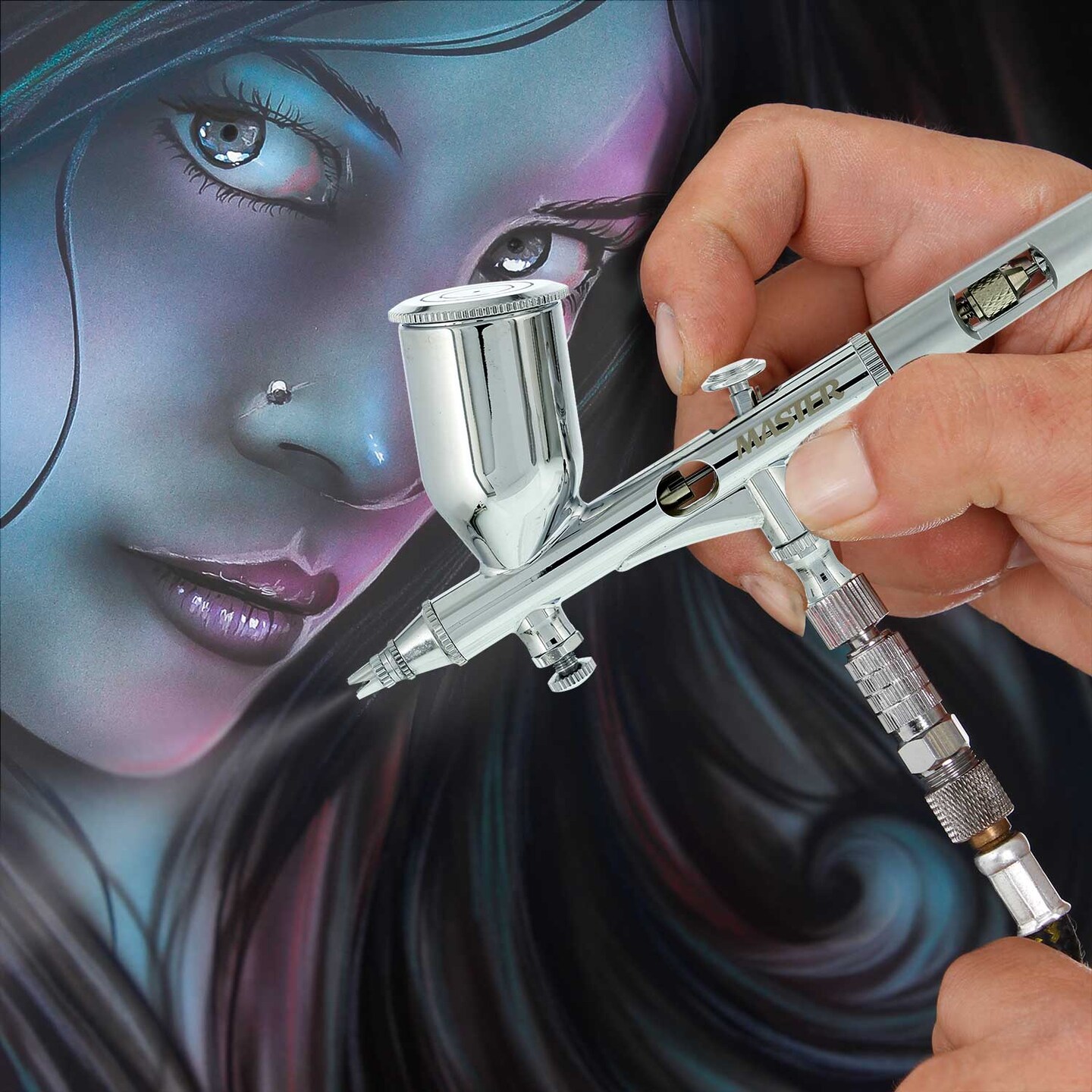 Master High Precision G45 Dual-Action Gravity Feed Airbrush, 02 mm Tip, Large 1/2 oz Cup, Air Control